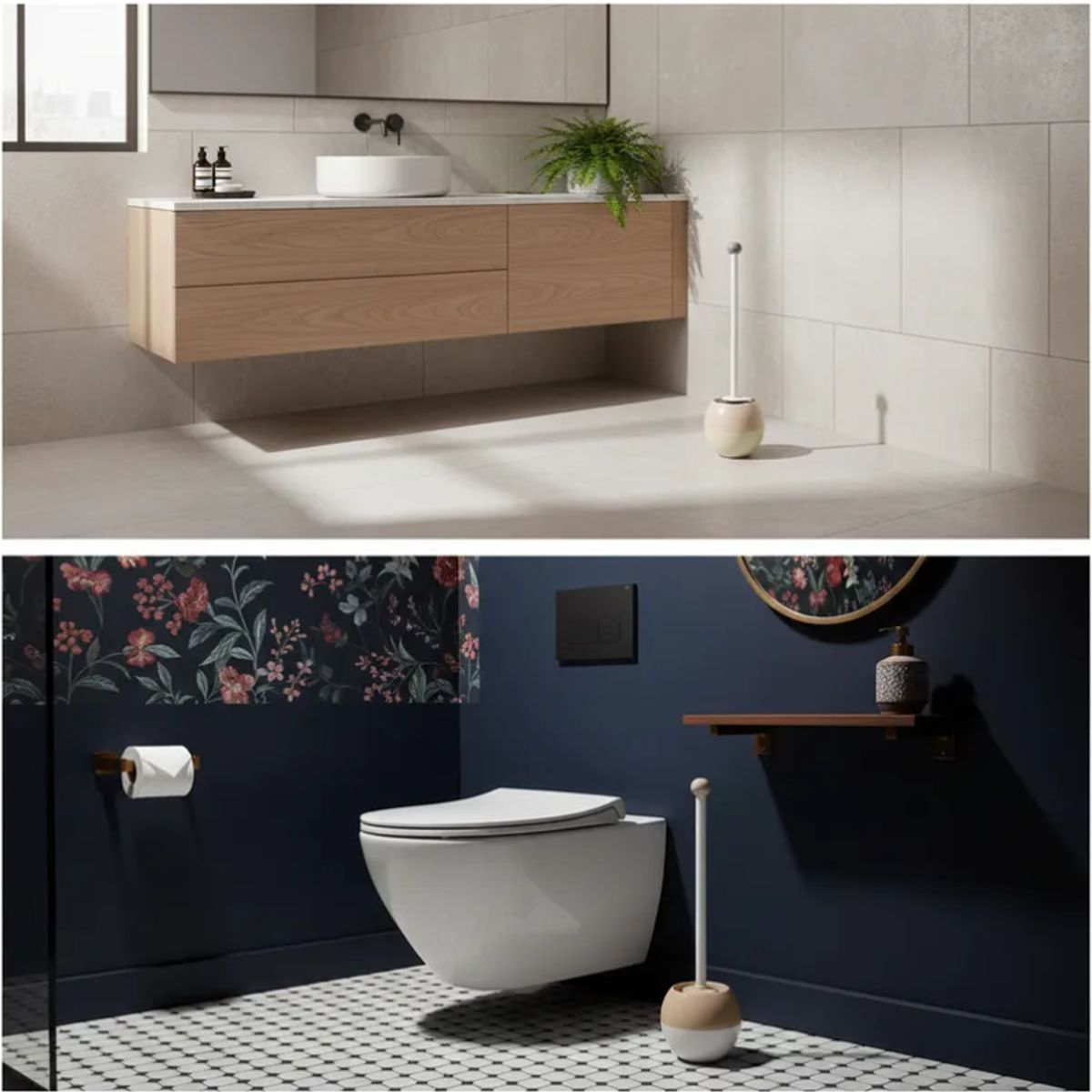 GENERICO - Escobilla De Baño De Silicona Con Soporte Diseño Moderno 42cm