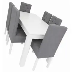 GENERICO - Juego de comedor 6 sillas gris medio lino