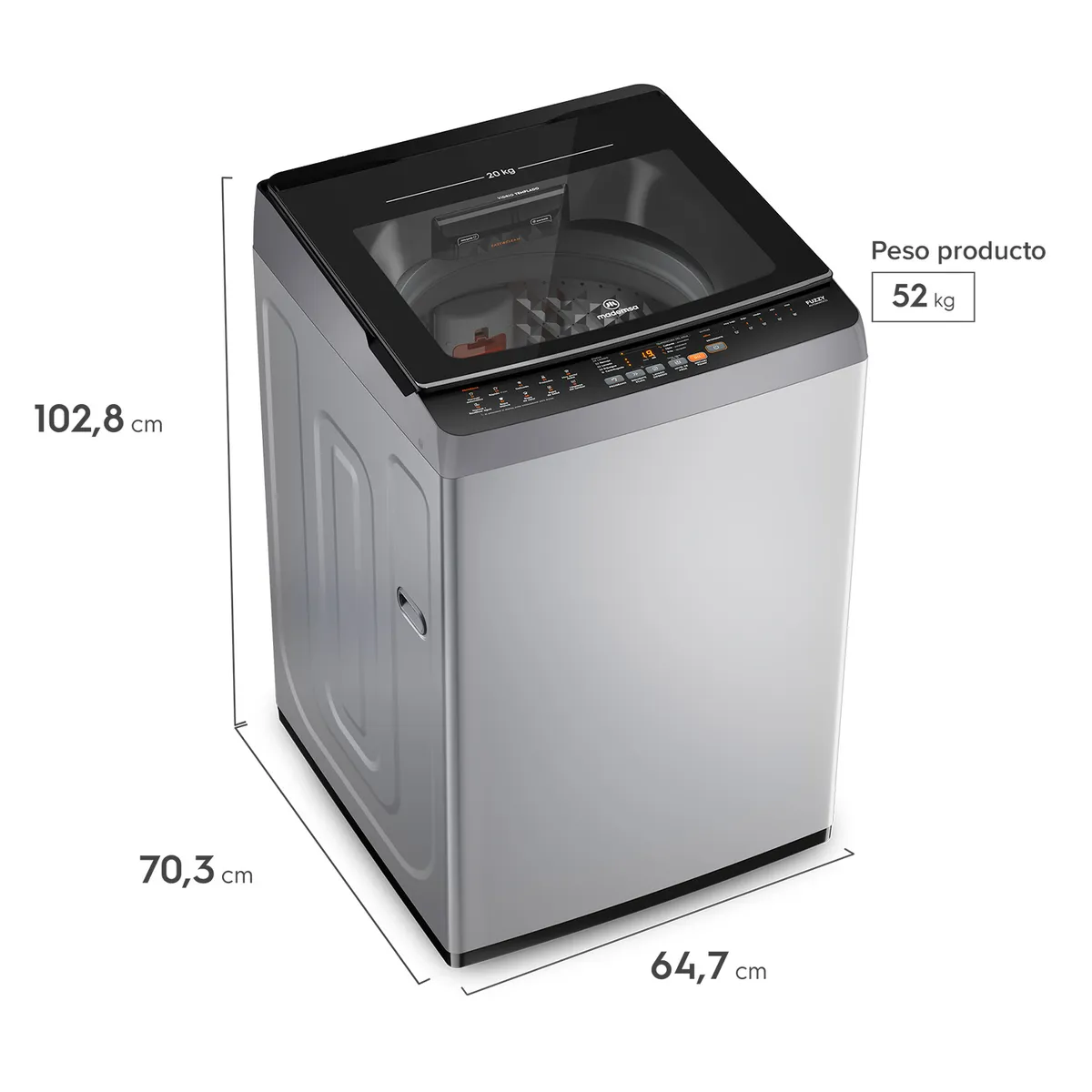 MADEMSA - Lavadora Automática 20Kg Carga Superior MDWMT20S Silver