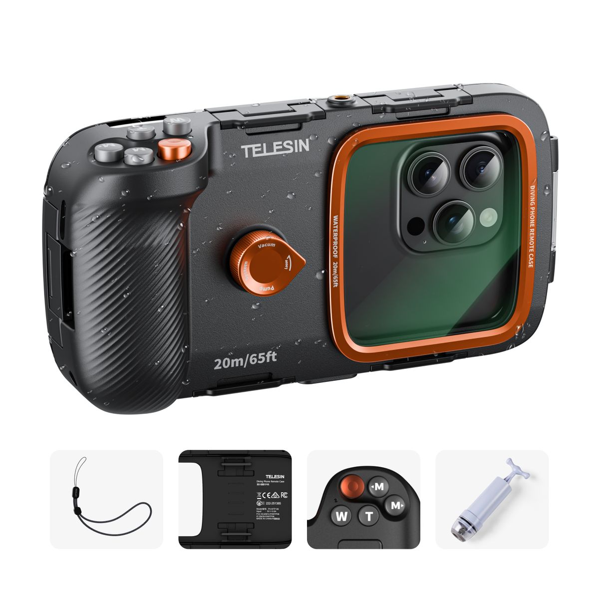 TELESIN - Carcasa Sumergible Celular con Control Remoto IP68 - Telesin