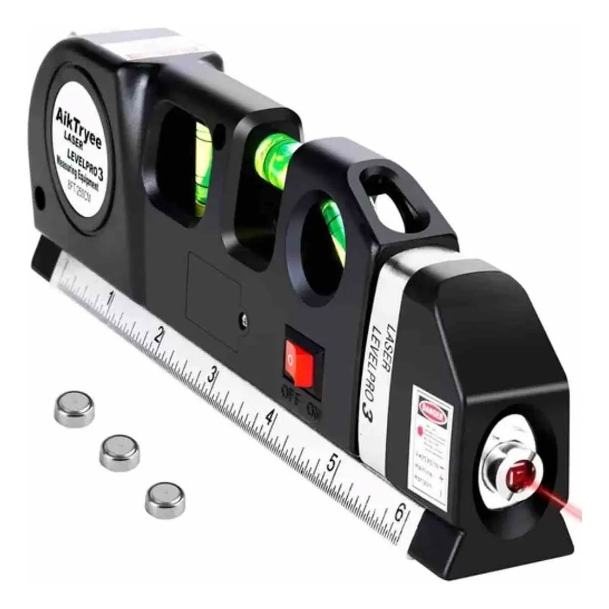 GENERICO - Herramienta multi uso guincha 2.5 m, luz laser y nivel 3 posiciones.