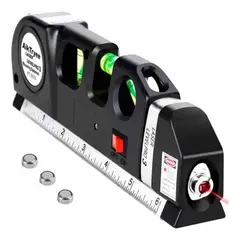 GENERICO - Herramienta multi uso guincha 2.5 m, luz laser y nivel 3 posiciones.