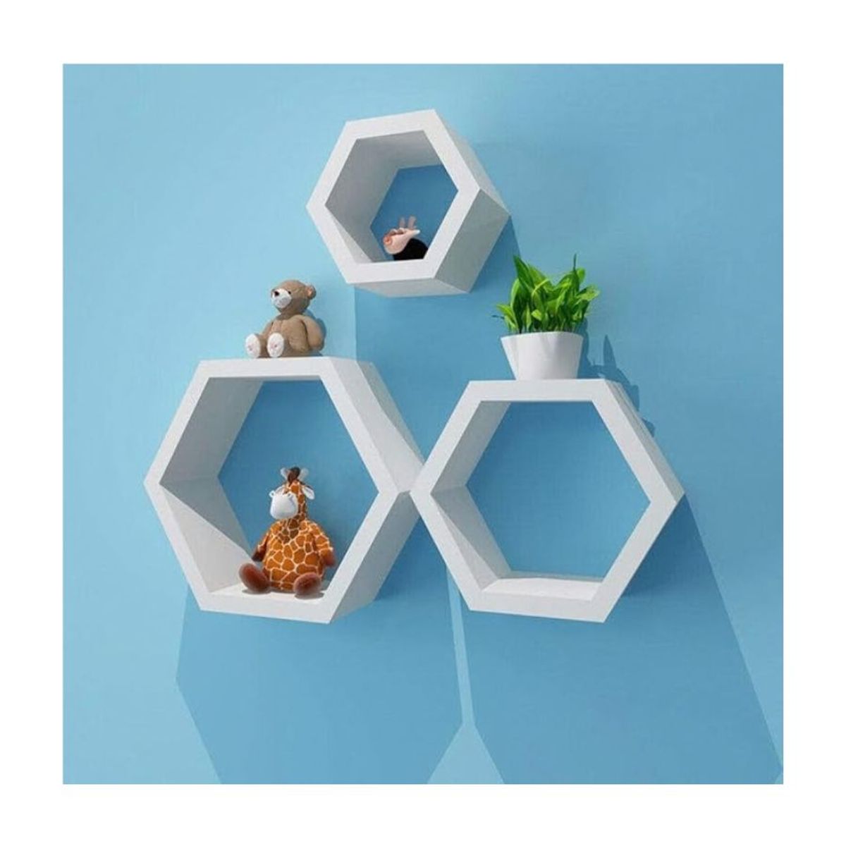 GENERICO - Set 3 Repisas Estante Flotantes Hexagonales de Madera Decorativo Moderno