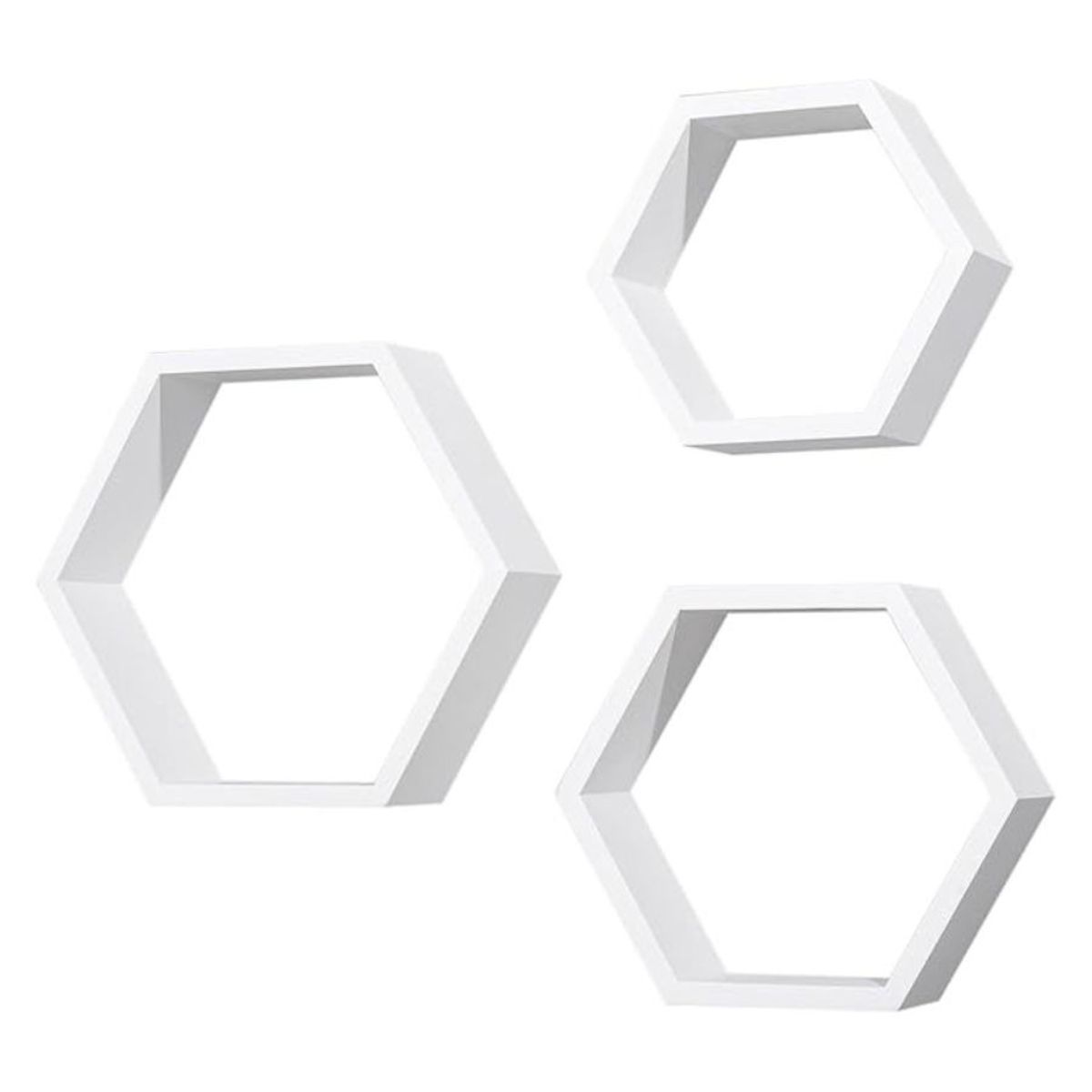 GENERICO - Set 3 Repisas Estante Flotantes Hexagonales de Madera Decorativo Moderno