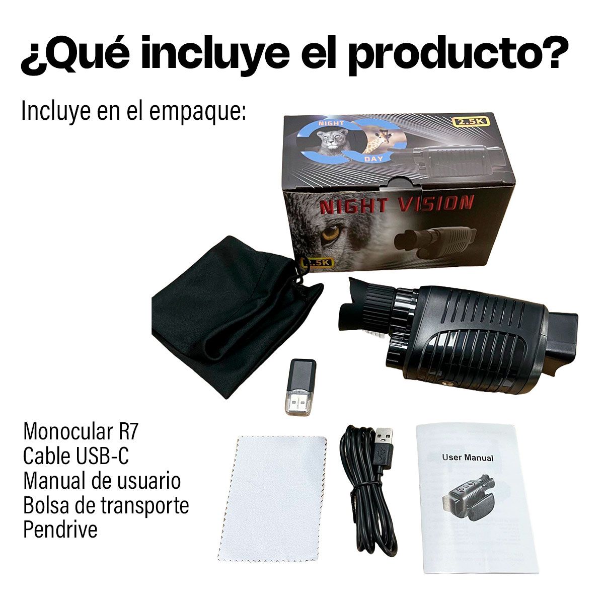 GENERICO - Monocular De Visión Nocturno 800m Oscuridad Recargable
