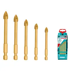 TOTAL - Brocas Para Vidrio Flecha 4-10 Mm, 5 Unidades
