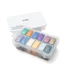 HIMI - Set Gouache 12 colores 12ml (8 Camaleón y 4 Metálicos)