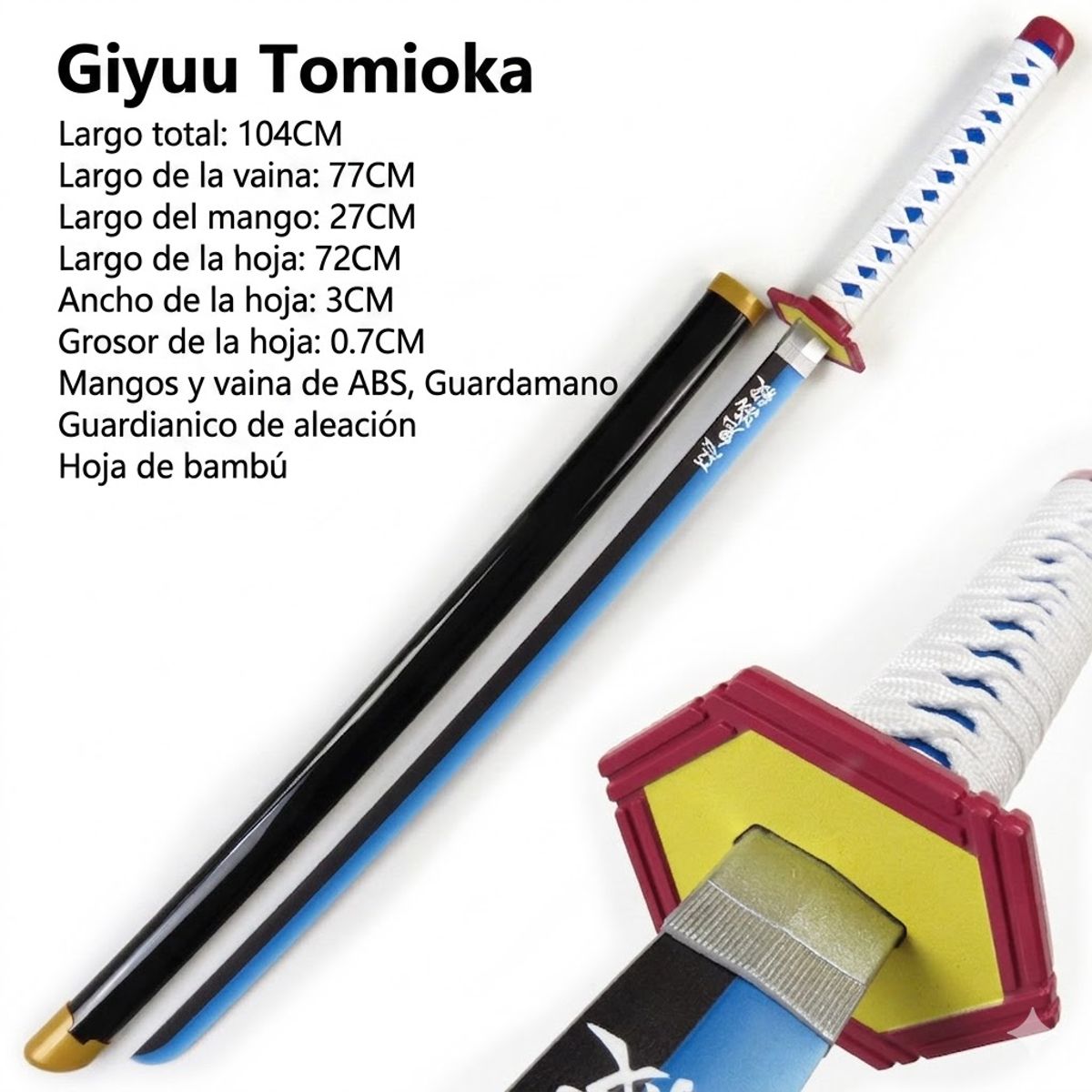 ZG STORE - Katana Espada Bambu Madera Cosplay Tamioka Giyu Demon Slayer