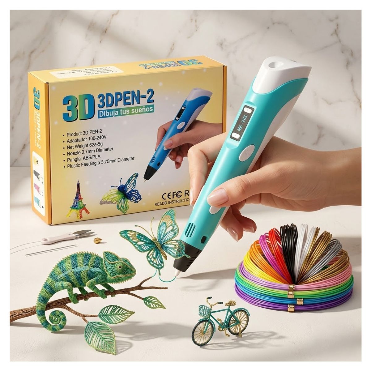 GENERICO - Bolígrafo Lápiz Impresora 3d + Filamentos Creatividad Dibujo