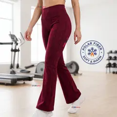 UTILISIMO - Calza Polar Con Chiporro Palazzo Mujer Elasticada Térmica Burdeo Jeans