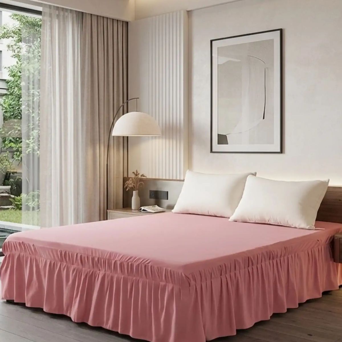 GENERICO - Faldón de Cama Estilo Moderno y Ajuste Perfecto Plaza y Media 105X200 CM