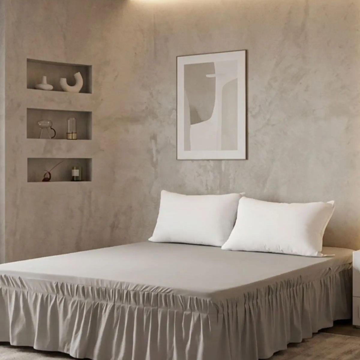 GENERICO - Faldón de Cama Estilo Moderno y Ajuste Perfecto Plaza y Media 105X200 CM