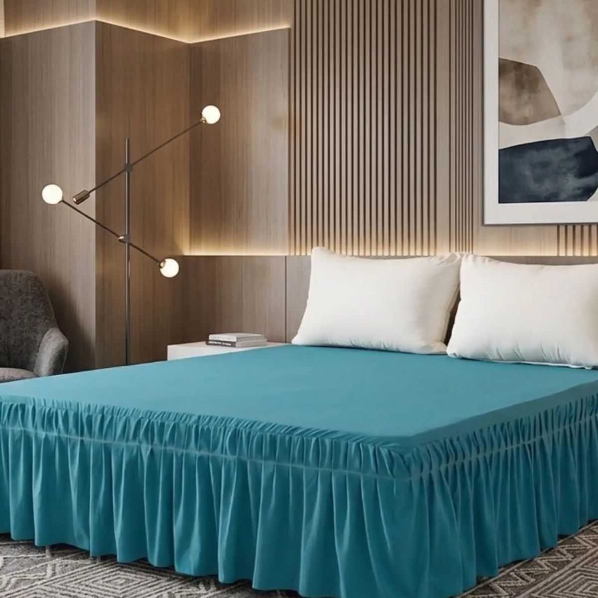 GENERICO - Faldón de Cama Estilo Moderno y Ajuste Perfecto 2 Plazas 150X200 CM