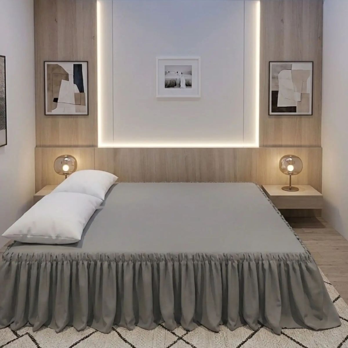 GENERICO - Faldón de Cama Estilo Moderno y Ajuste Perfecto 2 Plazas 150X200 CM