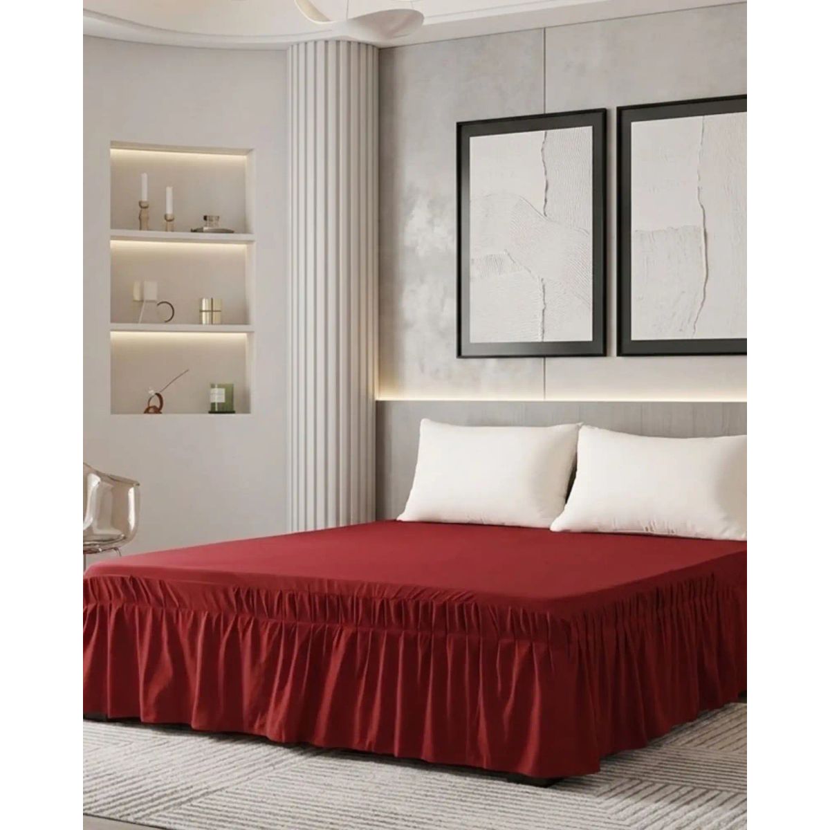 GENERICO - Faldón de Cama Estilo Moderno y Ajuste Perfecto KING 180X200 CM