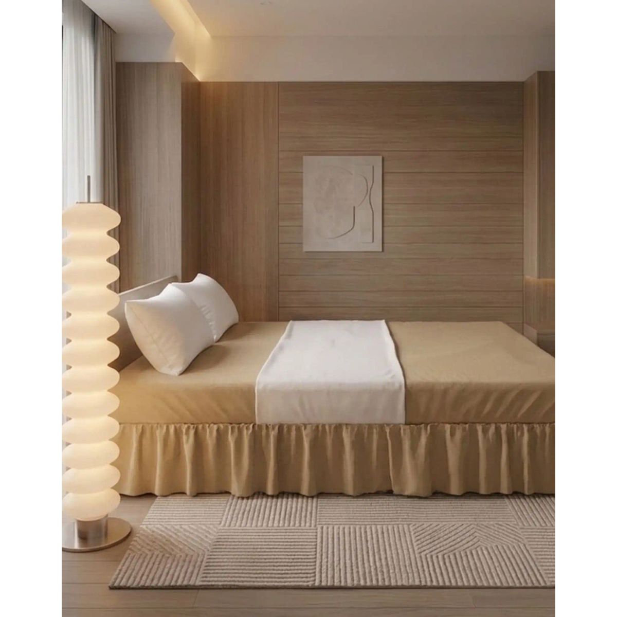 GENERICO - Faldón de Cama Estilo Moderno y Ajuste Perfecto SuperKing  200X200 CM