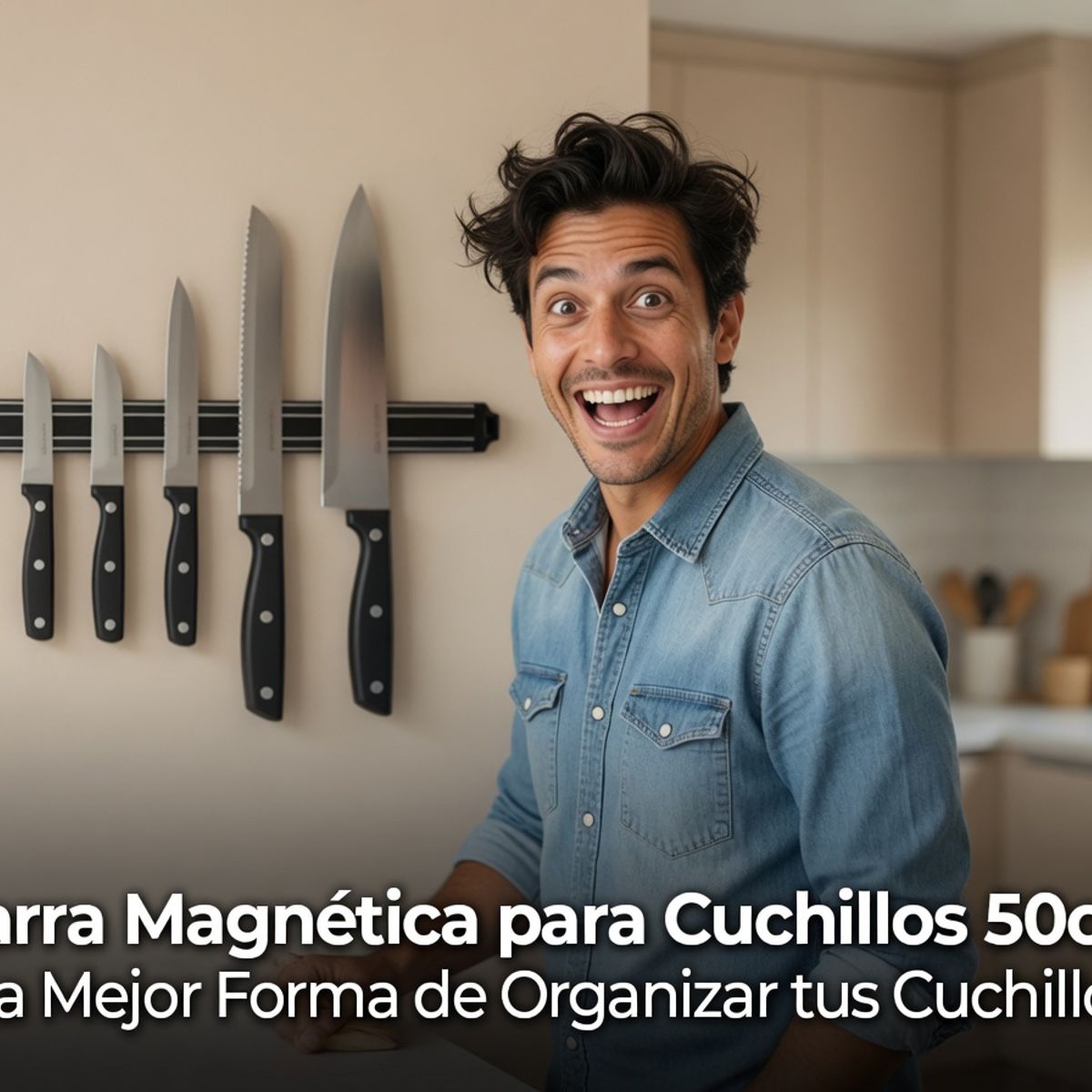 MOVI - Barra Magnética para Cuchillos 50 cm Soporte Magnético para Cuchillos de Cocina en Acero Inoxidable