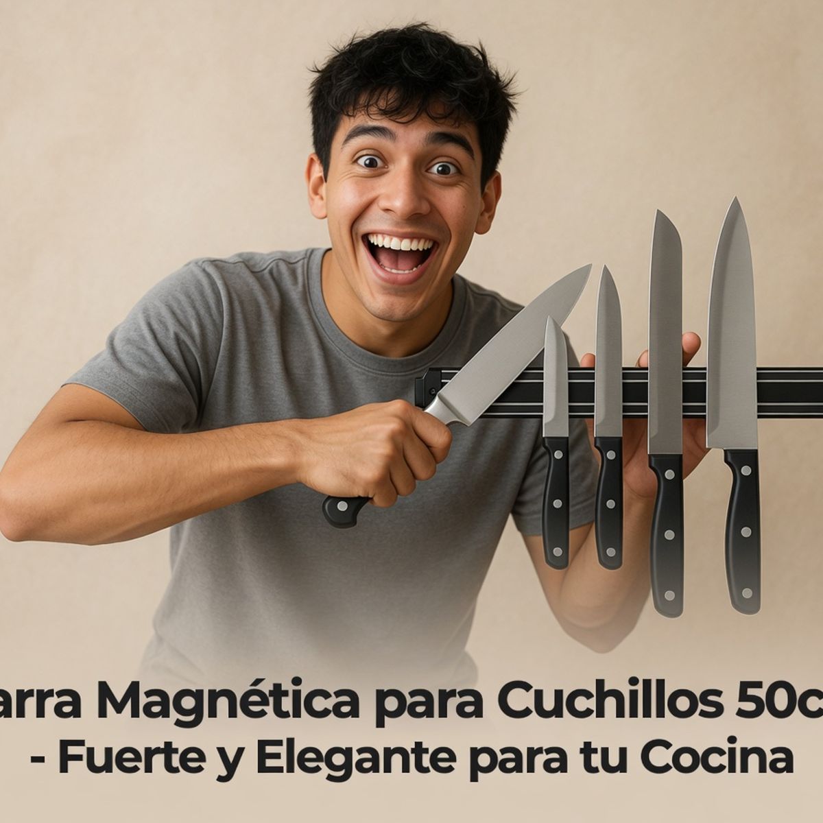 MOVI - Barra Magnética para Cuchillos 50 cm Soporte Magnético para Cuchillos de Cocina en Acero Inoxidable