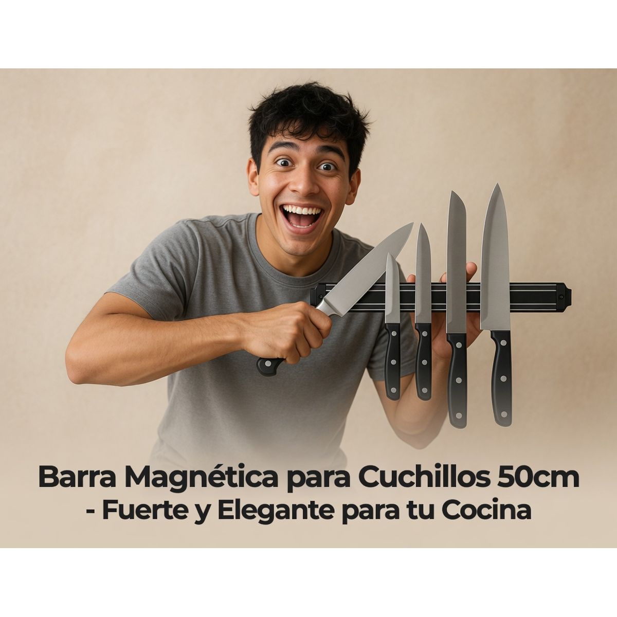 MOVI - Barra Magnética para Cuchillos 50 cm Soporte Magnético para Cuchillos de Cocina en Acero Inoxidable
