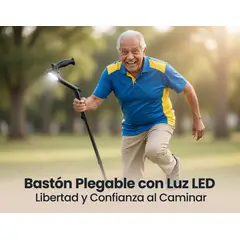 MOVI - Bastón Ortopédico Plegable Luz LED Bastón para Adultos Mayores con Iluminación Ajuste de Altura