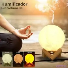 MOVI - Humidificador con Forma de Luna 3D USB - Luz Nocturna LED con Niebla Fría Aromaterapia