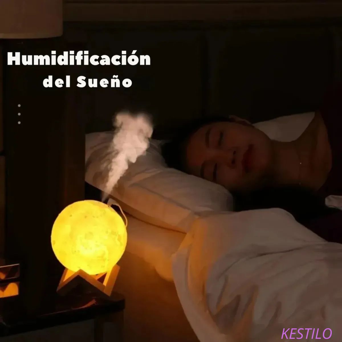 MOVI - Humidificador con Forma de Luna 3D USB - Luz Nocturna LED con Niebla Fría Aromaterapia
