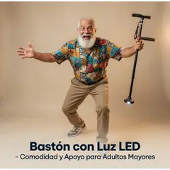 MOVI - Bastón Ortopédico Plegable Luz LED Bastón para Adultos Mayores con Iluminación Ajuste de Altura