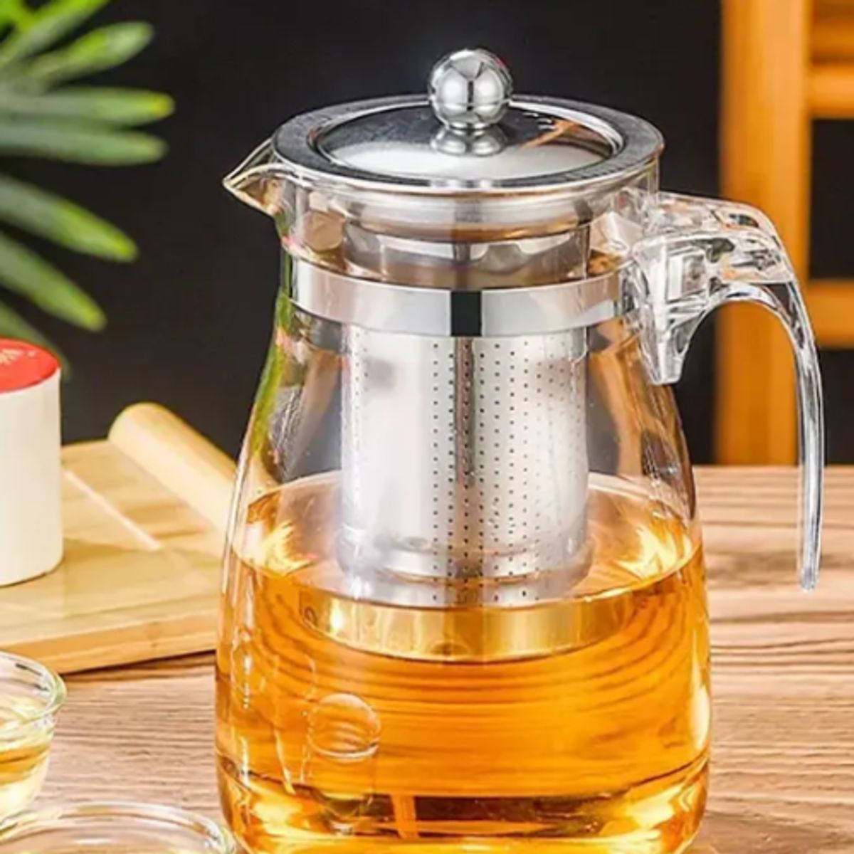 GENERICO - Tetera Té Infusiones Vidrio Con Filtro Acero Inox 750ml