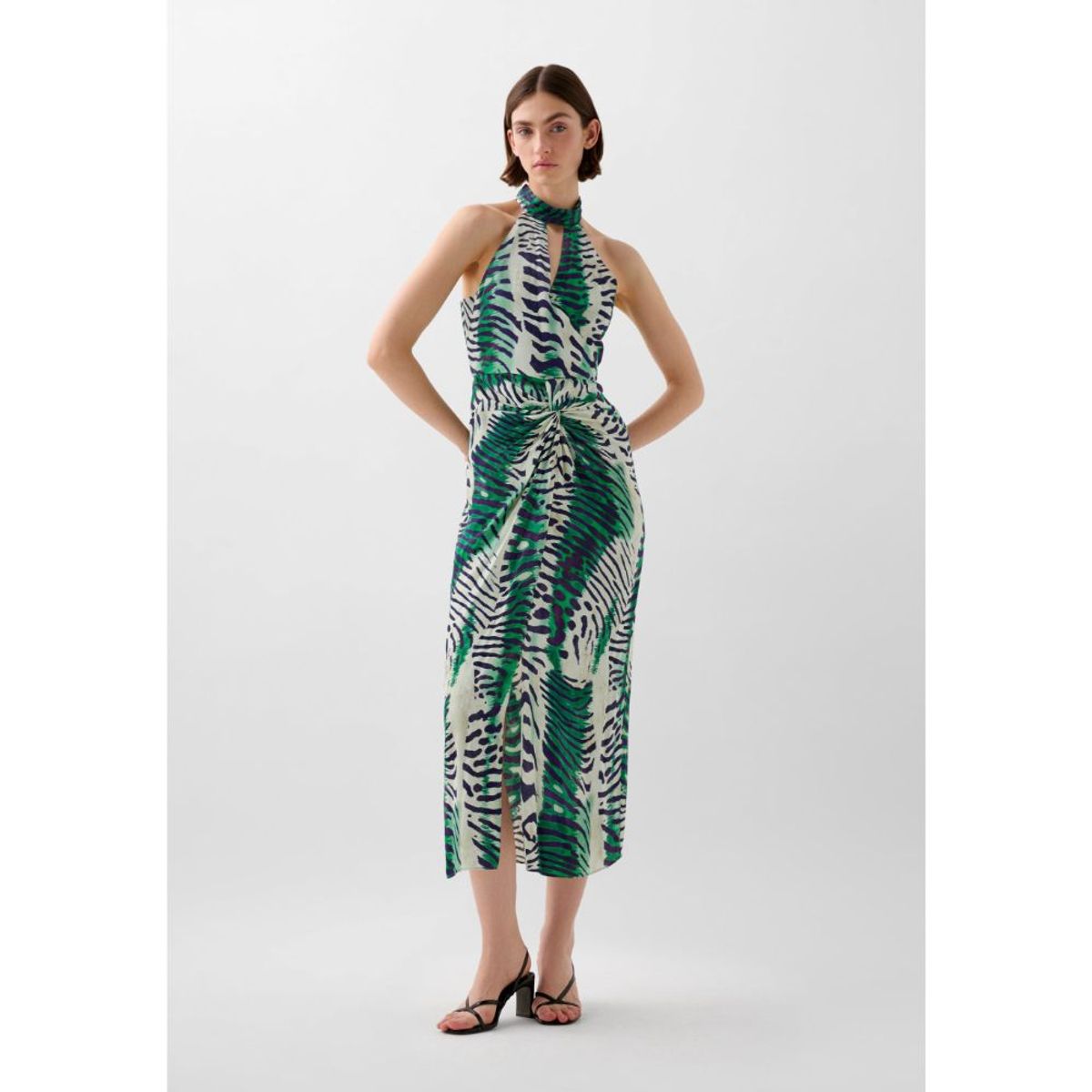 SCALPERS - VESTIDO MIDI HALTER DRAPEADO