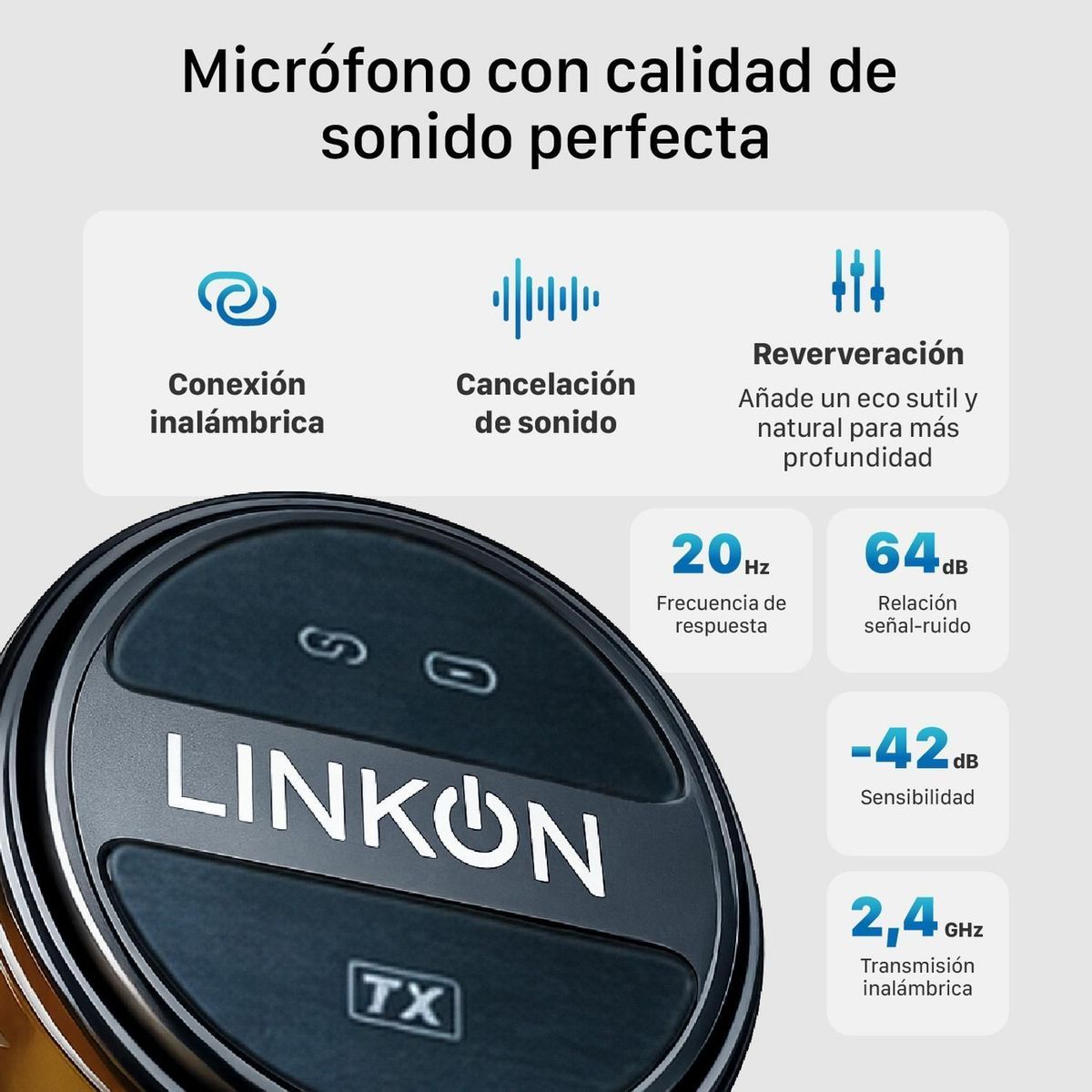 LINKON - Microfono Inalambrico Linkon Solapa Bateria Larga Duración