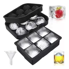 GENERICO - Cubeta De Hielo Silicona Whisky Tragos Coctel 2 Formas Color Negro