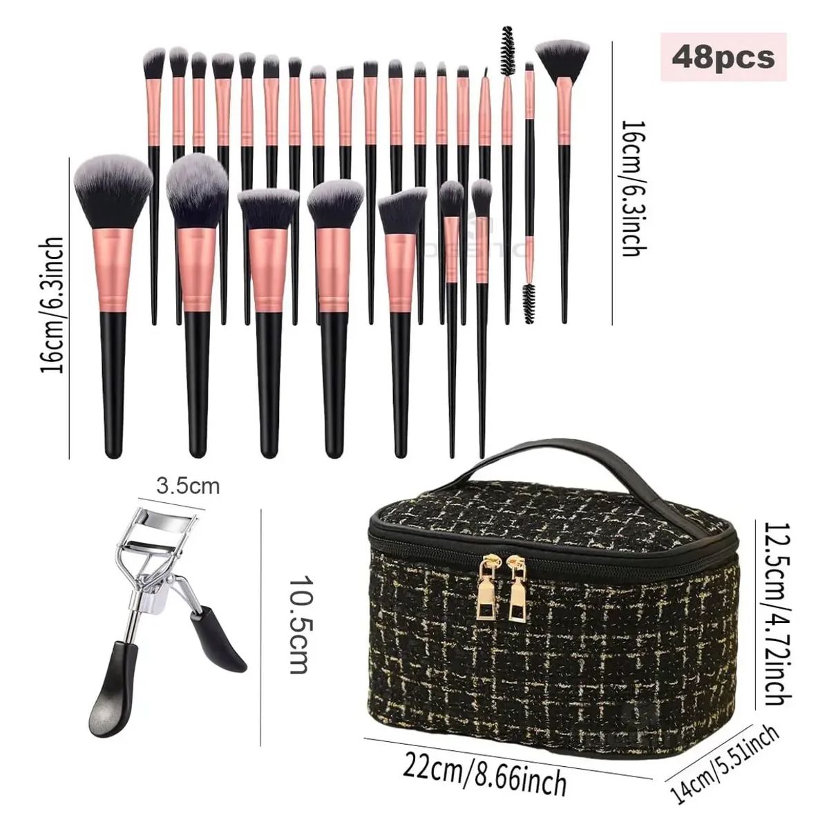 GENERICO - Set 48 Brochas Maquillaje Base Profesional Kit Con Esponja