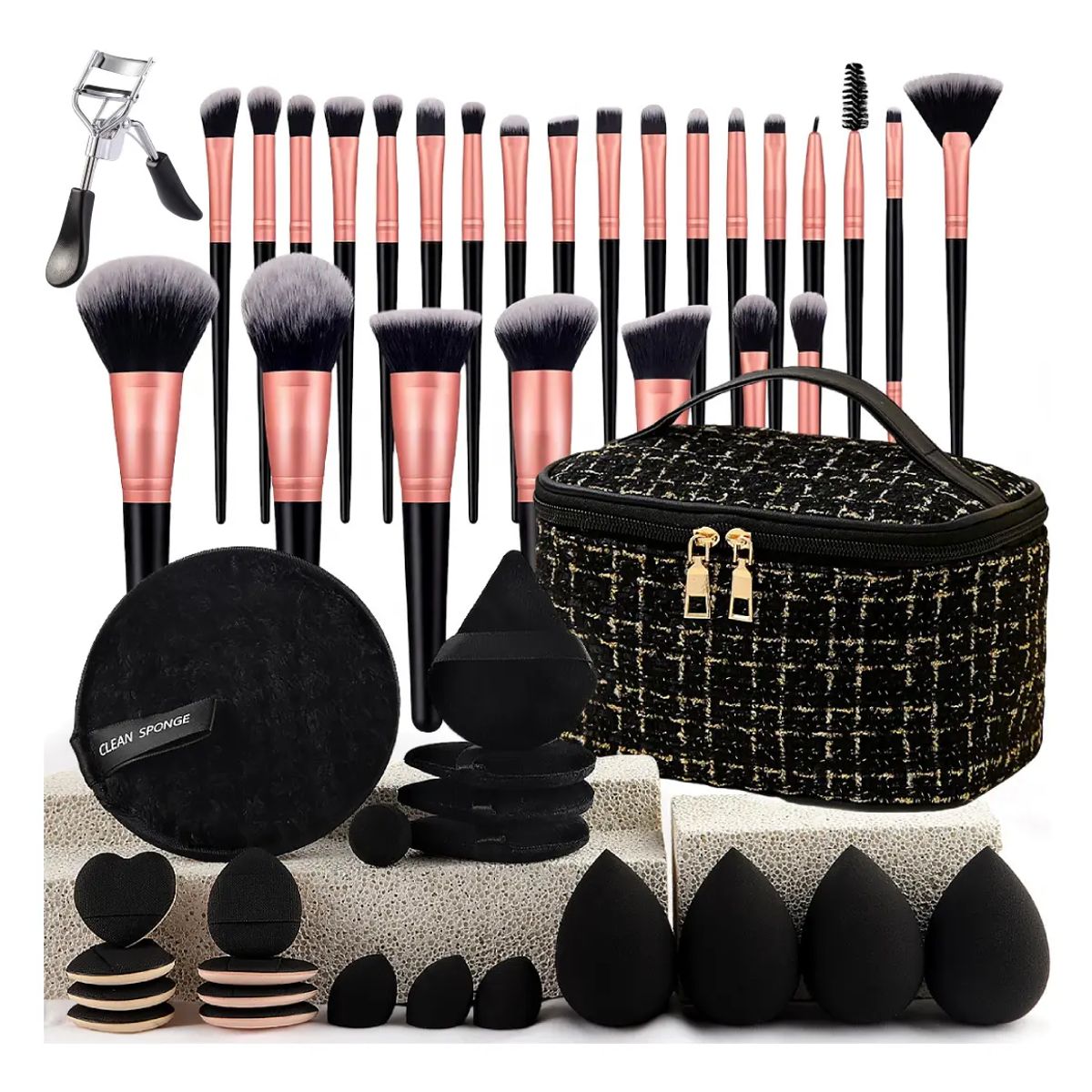 GENERICO - Set 48 Brochas Maquillaje Base Profesional Kit Con Esponja