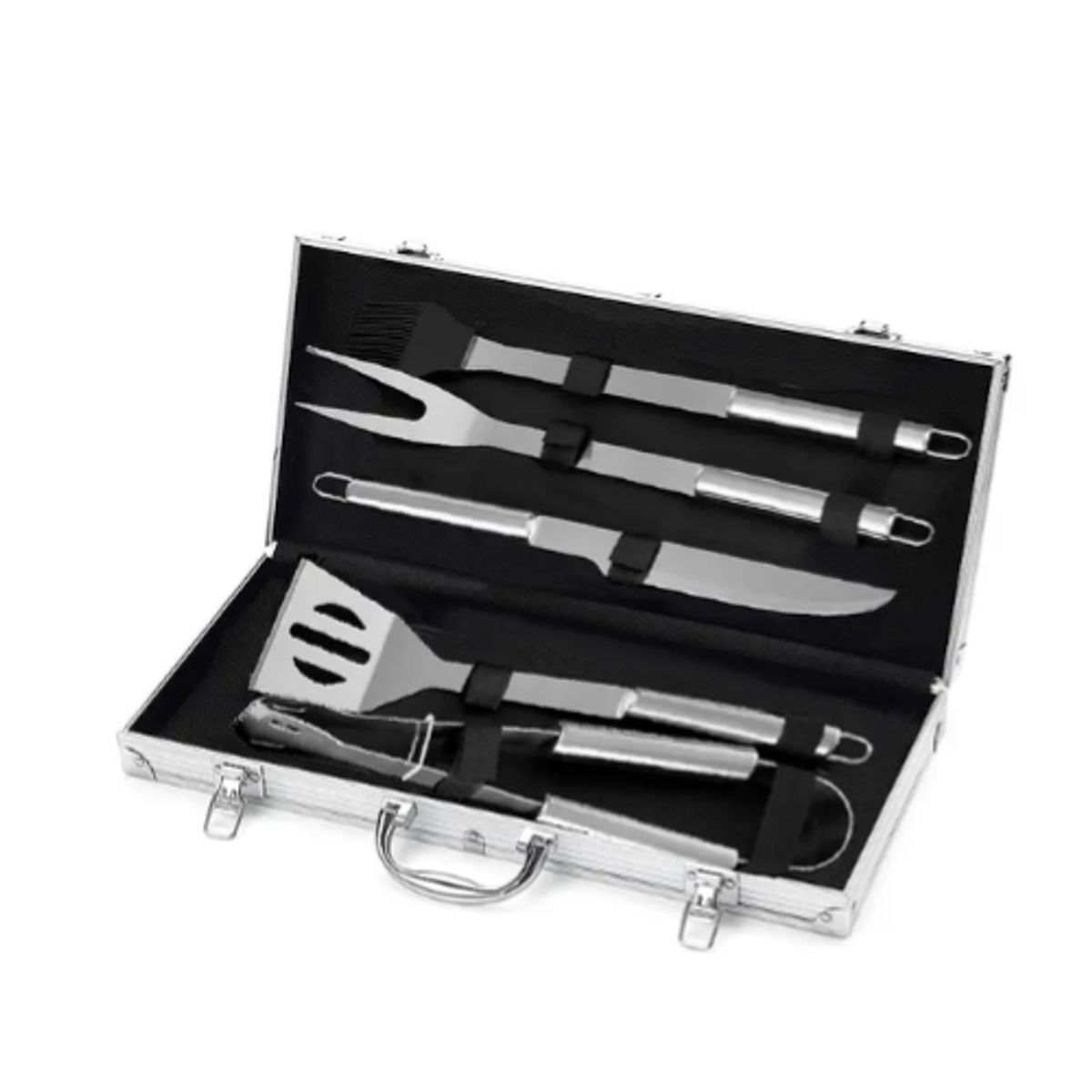 GENERICO - Set Parrillero Asado Barbacoa 5 Pcs En Maleta Kit Parrilla