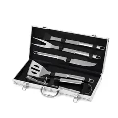 GENERICO - Set Parrillero Asado Barbacoa 5 Pcs En Maleta Kit Parrilla
