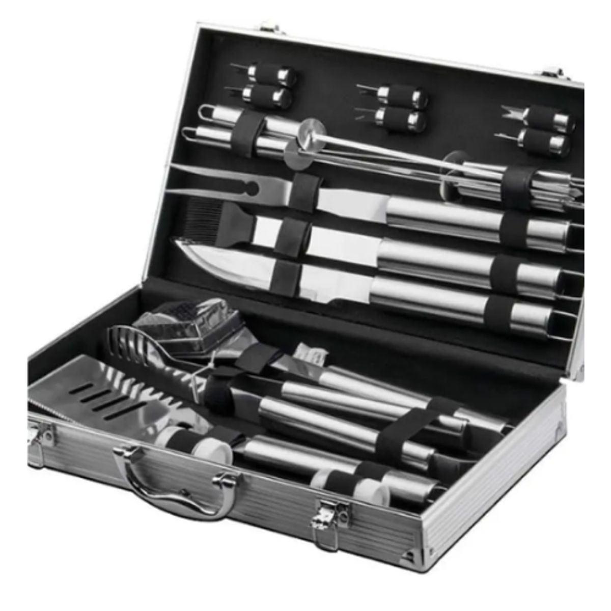 GENERICO - Set Parrillero Asado Barbacoa 18 Pcs En Maleta Kit Parrilla