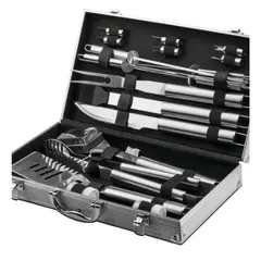 GENERICO - Set Parrillero Asado Barbacoa 18 Pcs En Maleta Kit Parrilla