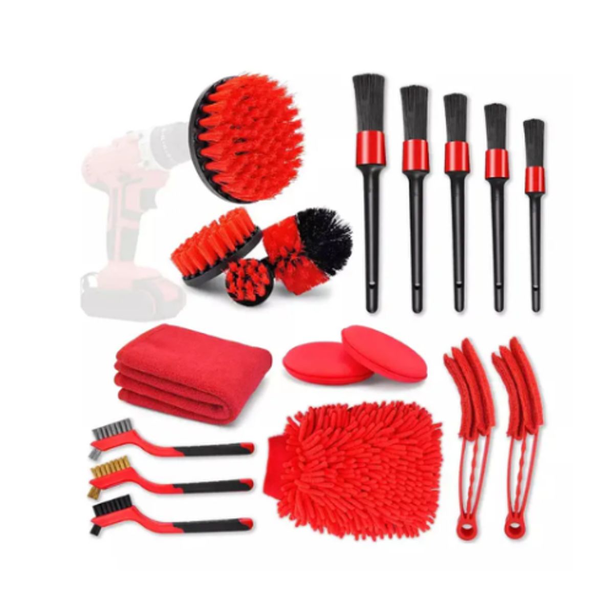 GENERICO - Kit 18 Piezas Limpieza De Auto Interior Y Exterior