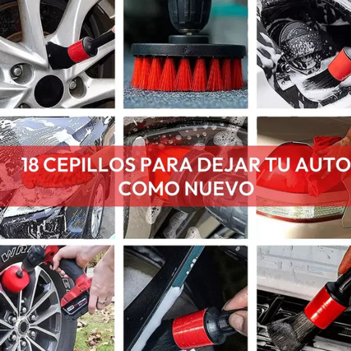 GENERICO - Kit 18 Piezas Limpieza De Auto Interior Y Exterior