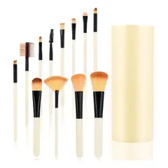 GENERICO - Set 12 Brochas Maquillaje Profesional Cepillos Color Blanco