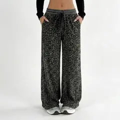 AGW - Pantalón Animal Print de Buzo Palazzo en Lanilla Térmico Forrado En Chiporro