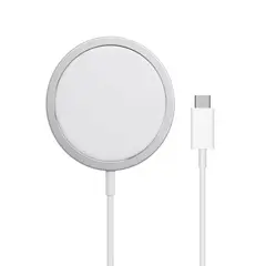 GENERICO - Cargador Inalámbrico Magnetico Para Iphone Magsafe Color Blanco BELUG