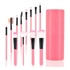 GENERICO - Set 12 Brochas Maquillaje Profesional Cepillos Color Rosa