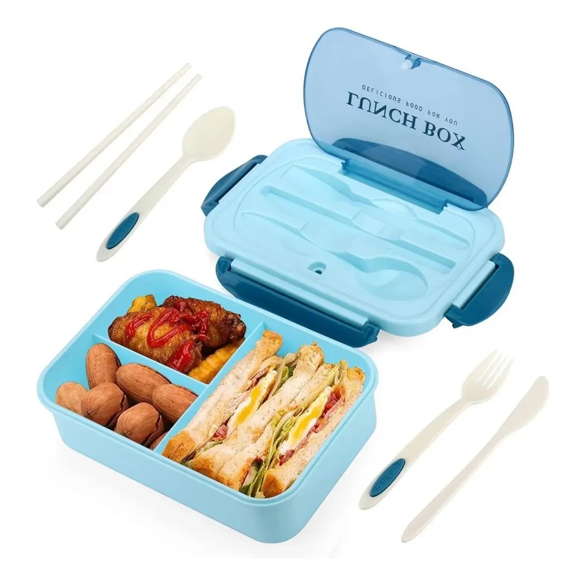 GENERICO - Taper Hermico Para Comidas Contenedor Almuerzo + Cubiertos Portatil