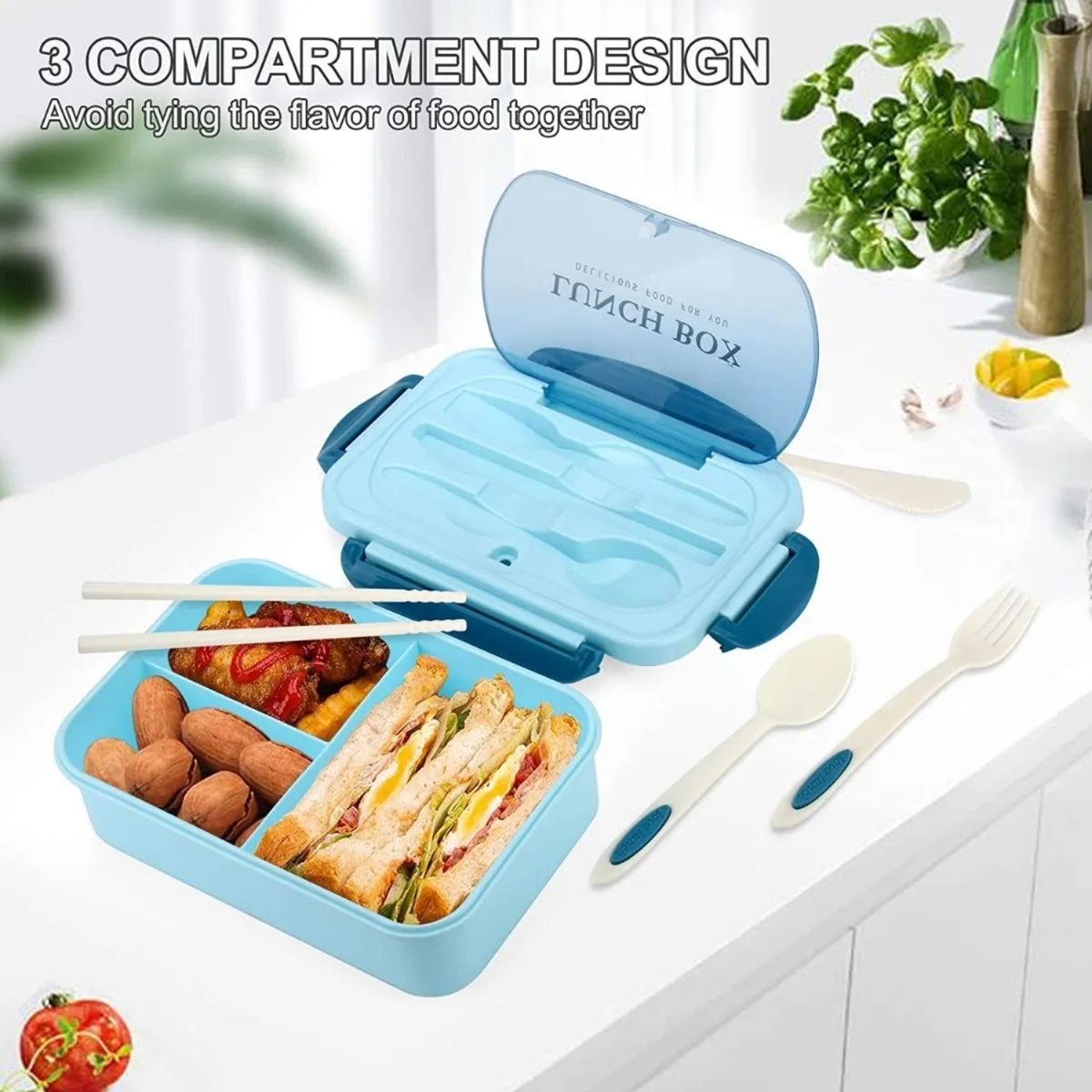 GENERICO - Taper Hermico Para Comidas Contenedor Almuerzo + Cubiertos Portatil