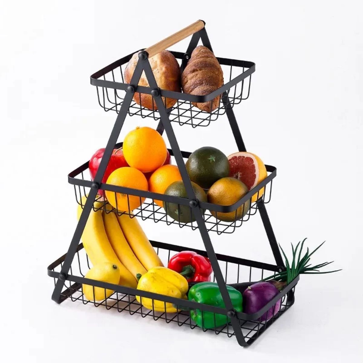 GENERICO - Organizador Frutas Verduras 3 Niveles Multifuncional Cocina Canastillo