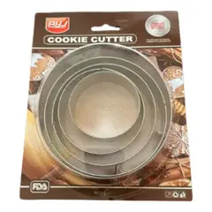 GENERICO - Cortador Galletas Circular Set 5 Pcs Acero Inoxidable Reposteria Cocina