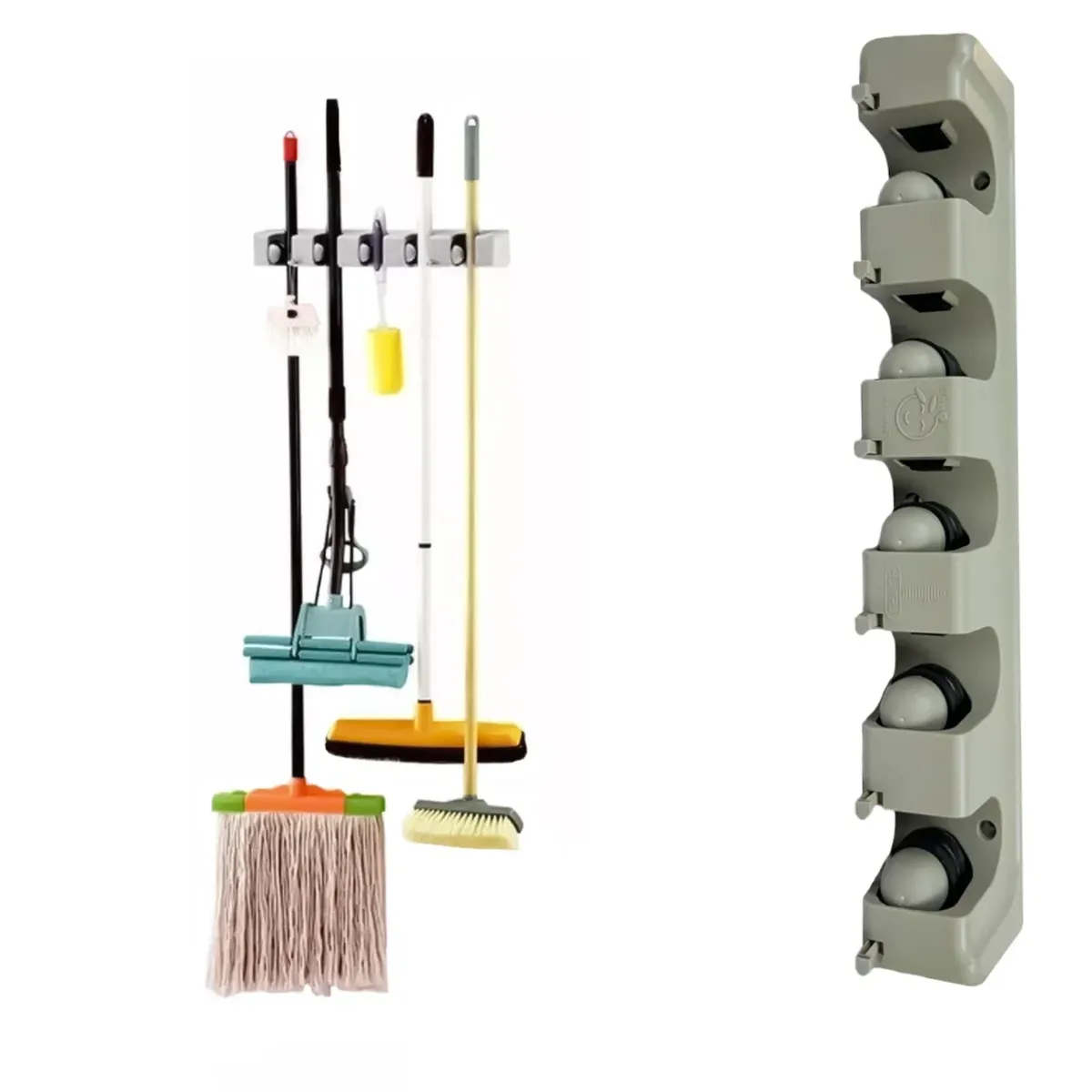 GENERICO - Organizador Escobas 5 Espacios Soporte Pared Multiuso Cocina Lavadero