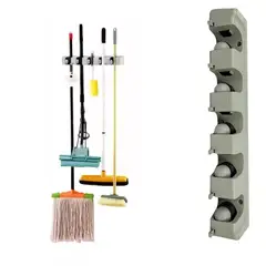 GENERICO - Organizador Escobas 5 Espacios Soporte Pared Multiuso Cocina Lavadero