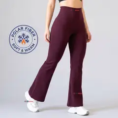 UTILISIMO - Calza Polar Con Chiporro Palazzo Mujer Elasticada Térmica Burdeo